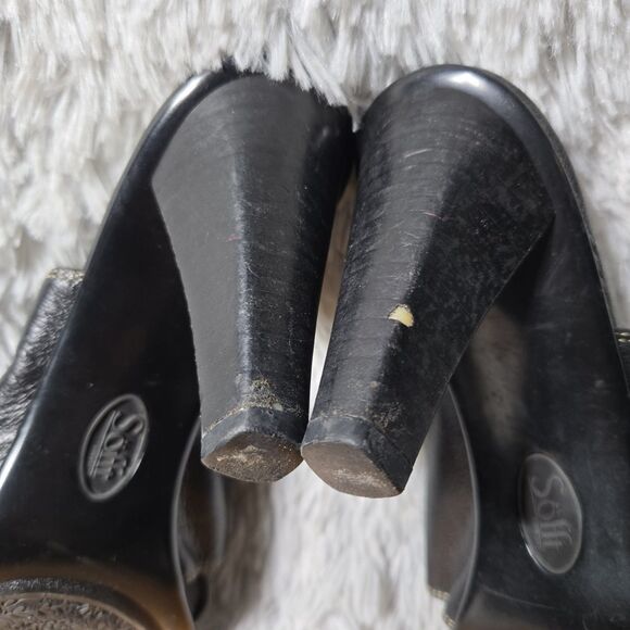 Soft Womens Size 8.5 Leather Open Toe Comfortable Slip on Heels Winter Discount - Picture 5 of 11